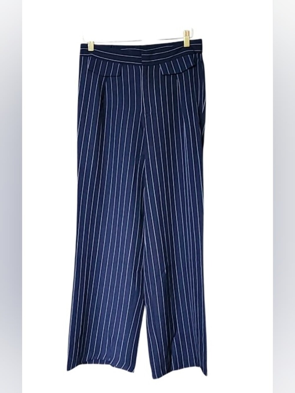Adrienne Vittadini Navy Pinstripe Wide-Leg Trousers
